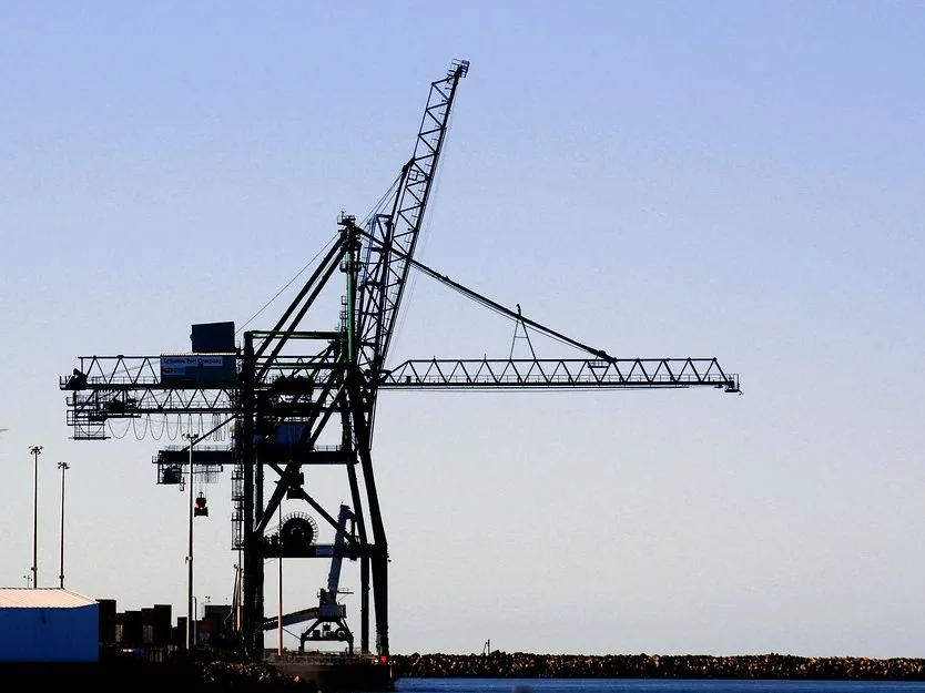 Quayside crane against an open sky